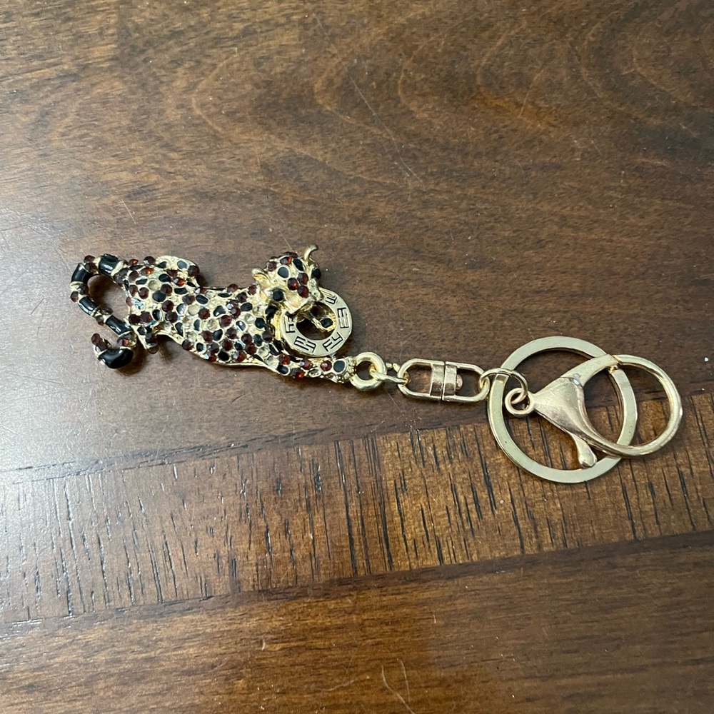 Effy large tiger gold tone keychain